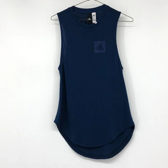 Adidas Navy Blue muscle tank top tie died draped back SP - Picture 14 of 14